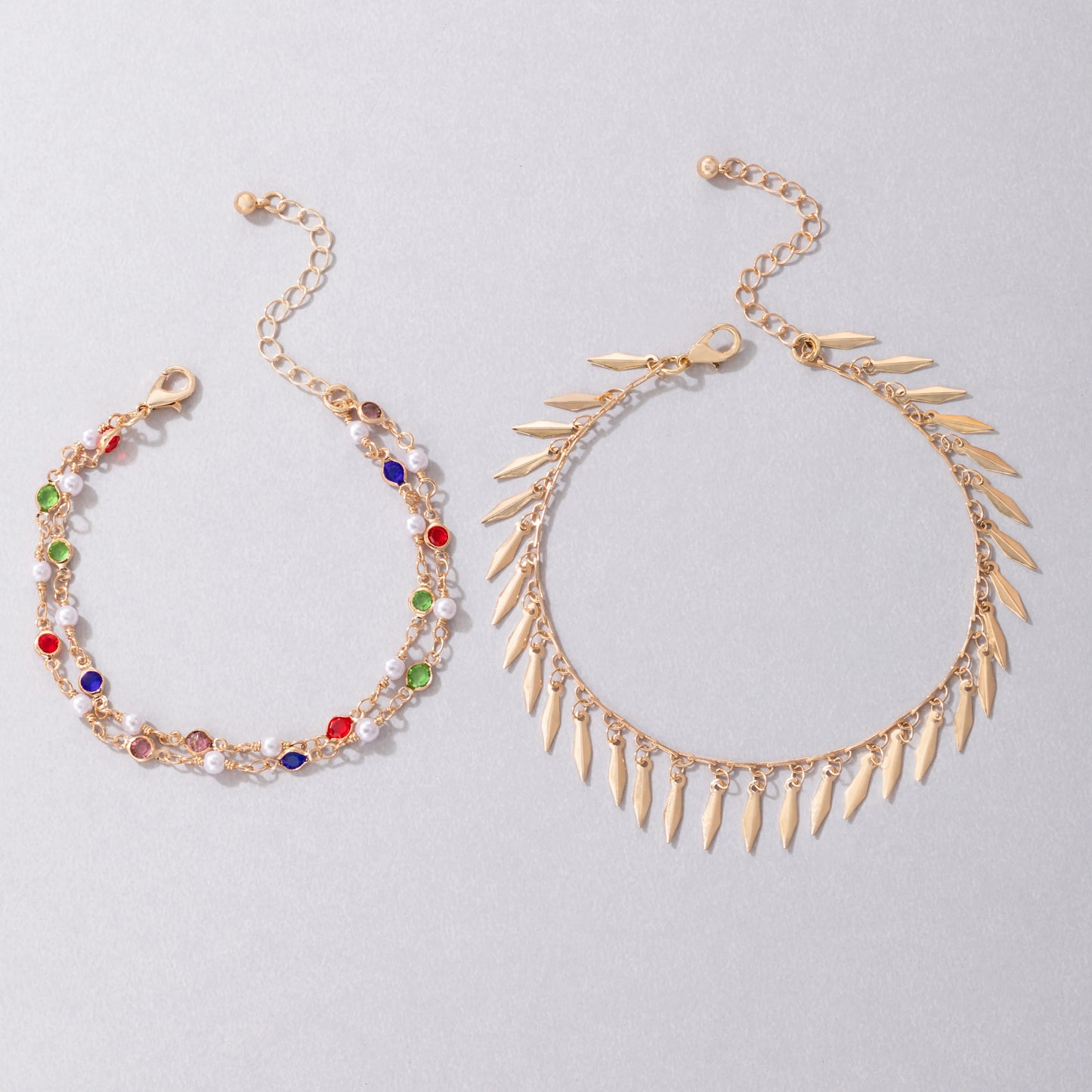 Bracelets de Cheville Femme avec Perles et Strass Incrustés