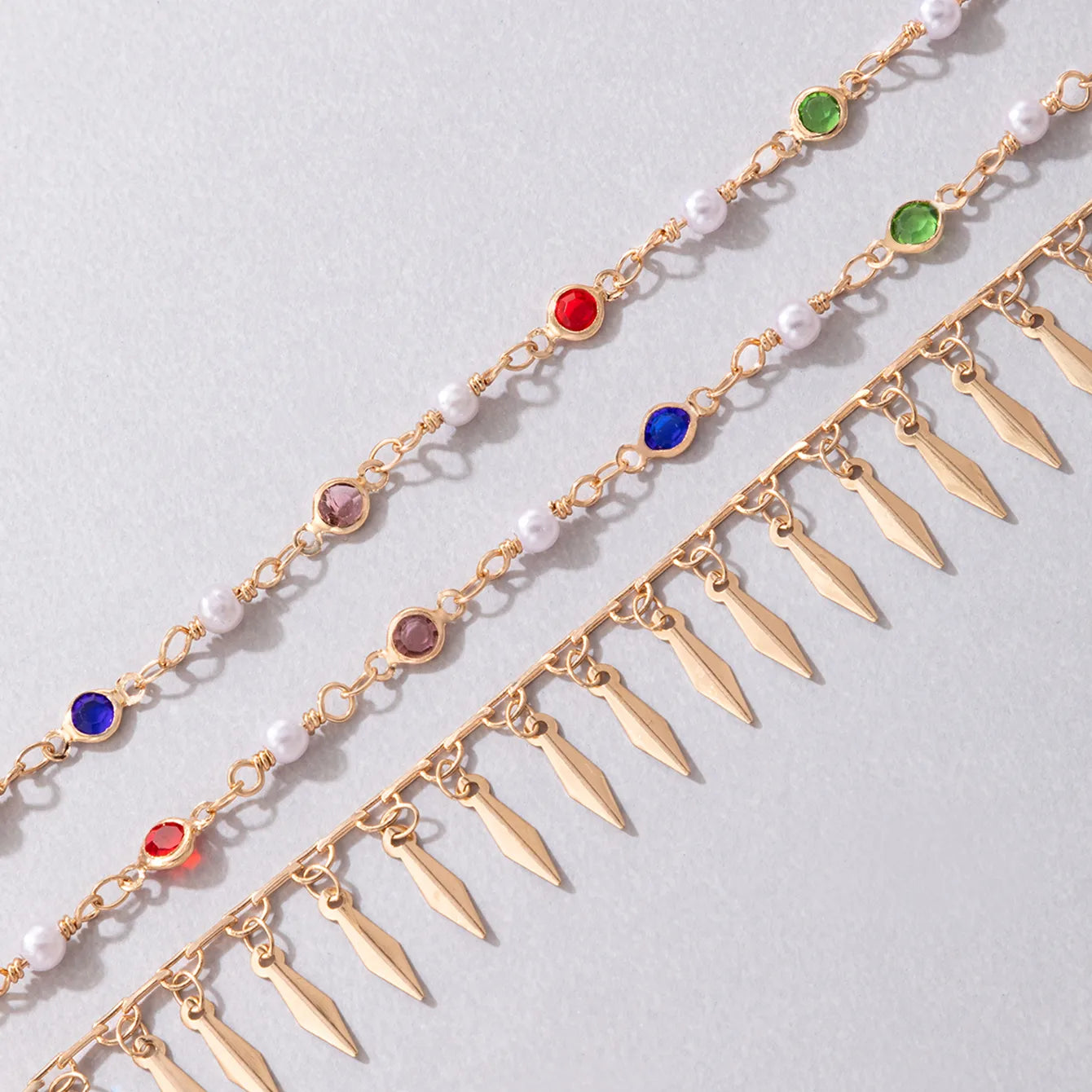 Bracelets de Cheville Femme avec Perles et Strass Incrustés