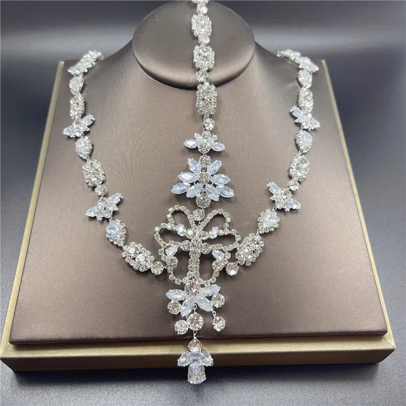 Chaîne de Cheveux Mariage Papillon avec Gouttes Cristal