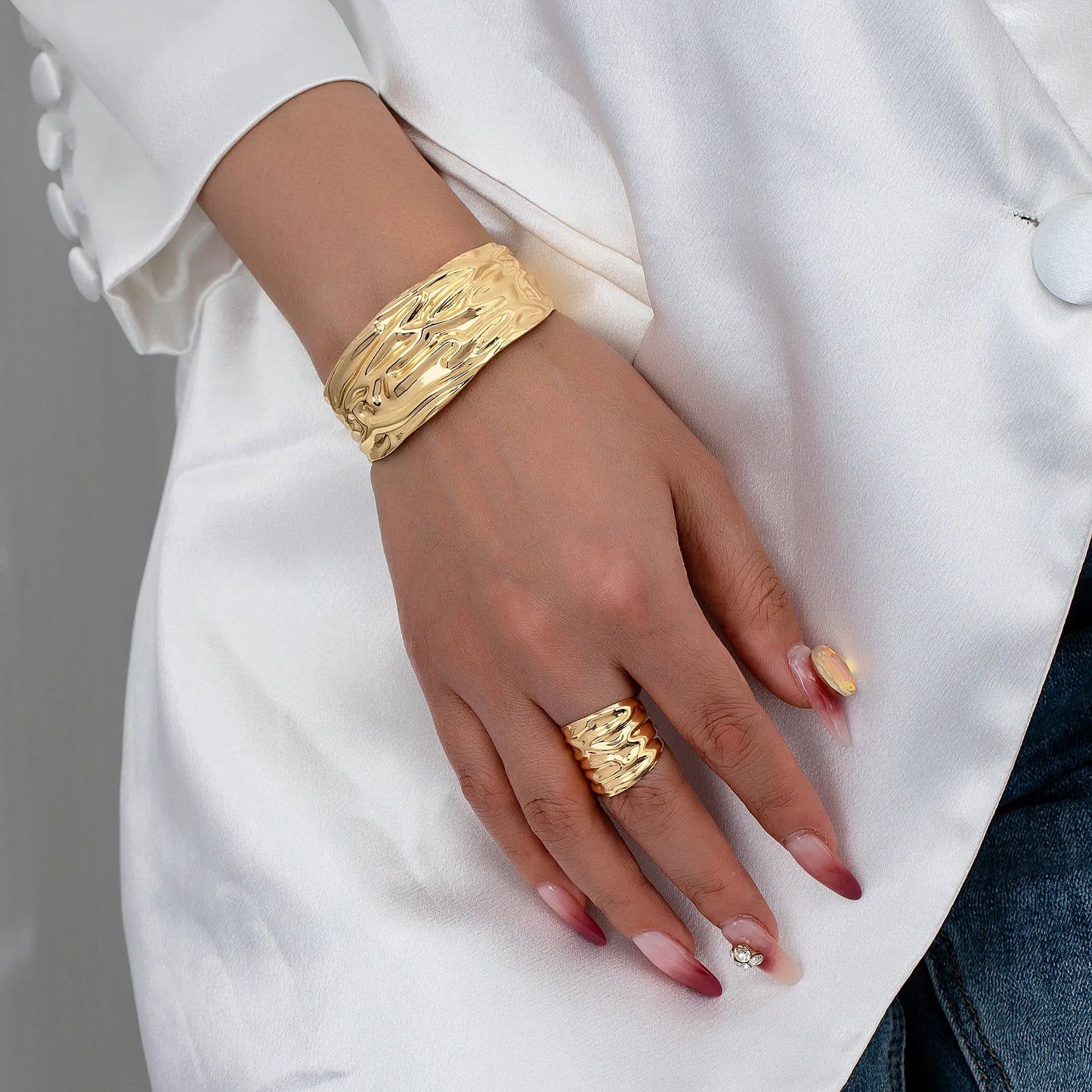 Ensemble De Bijoux Classique Irrégulier Plaqué Or