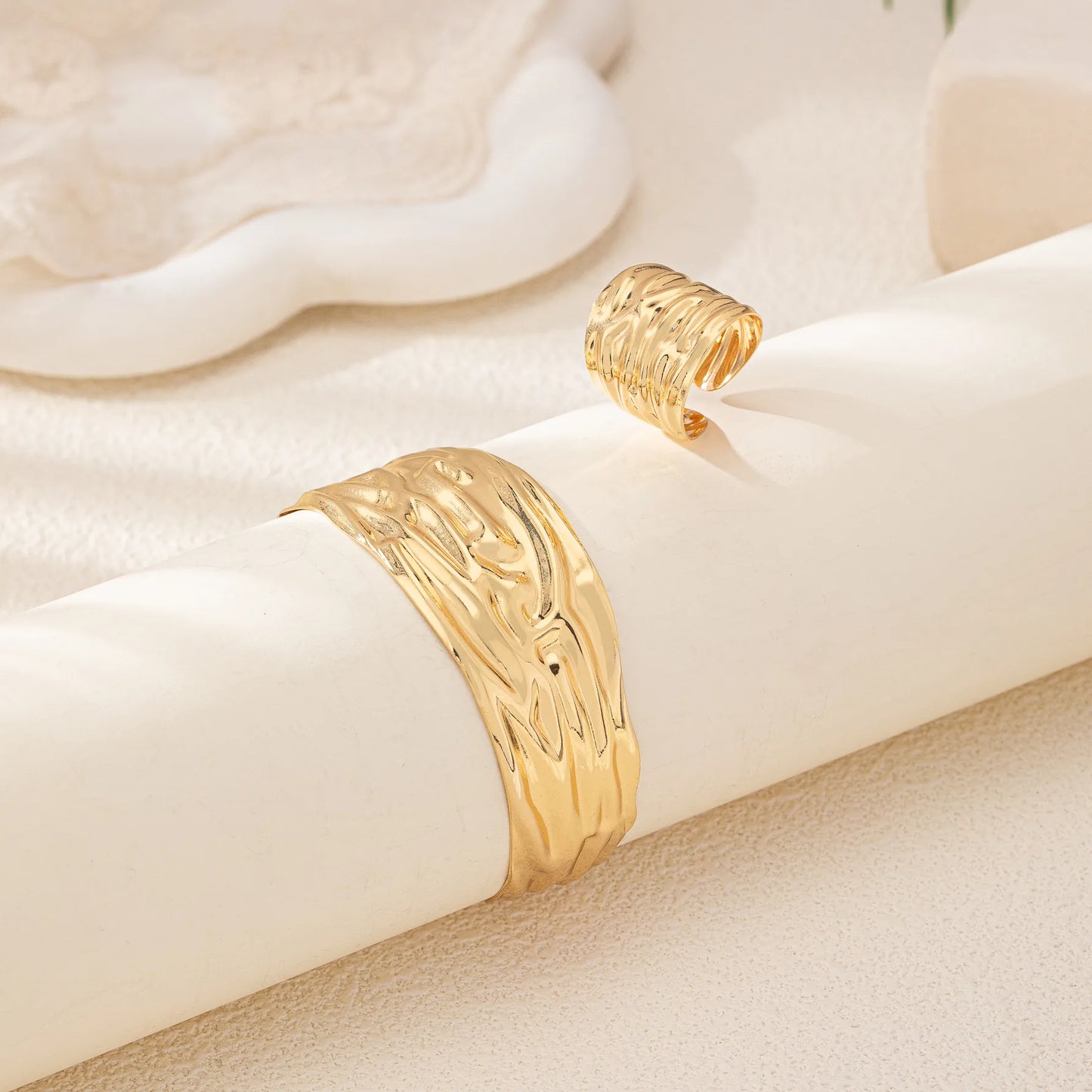 Ensemble De Bijoux Classique Irrégulier Plaqué Or