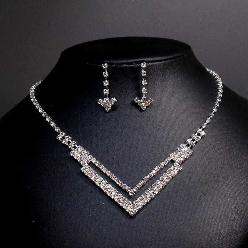 Ensemble De Bijoux Géométrique Strass Gland
