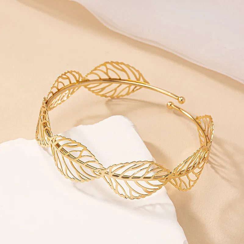 Bracelet De Bras Femme Feuilles Plaqué Or