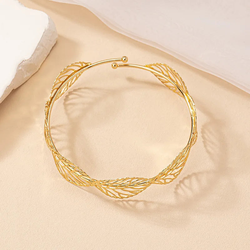 Bracelet De Bras Femme Feuilles Plaqué Or