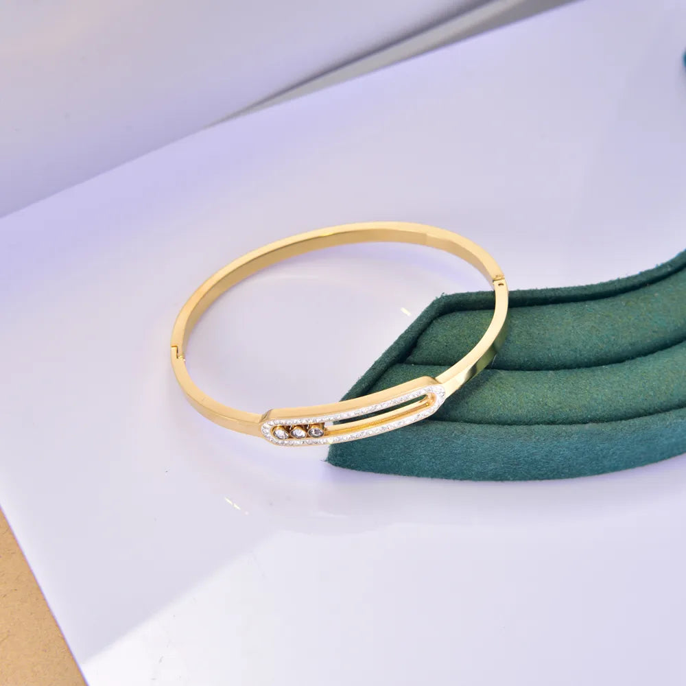 Bracelet Géométrique Simple Acier Inoxydable Plaqué Or