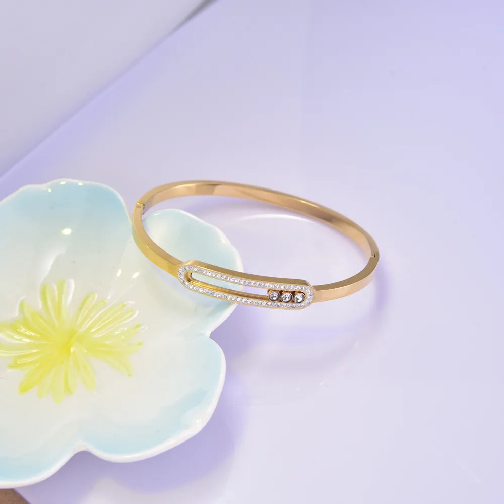 Bracelet Géométrique Simple Acier Inoxydable Plaqué Or
