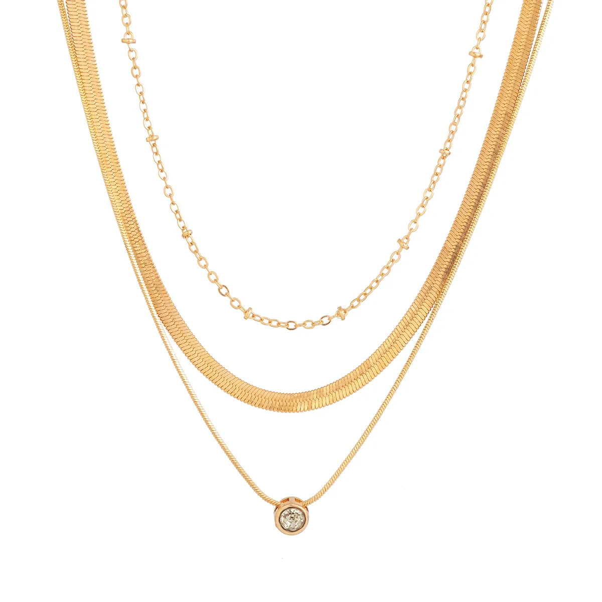 Collier Simple Avec strass en Acier inoxydable Plaqué en Or 18k