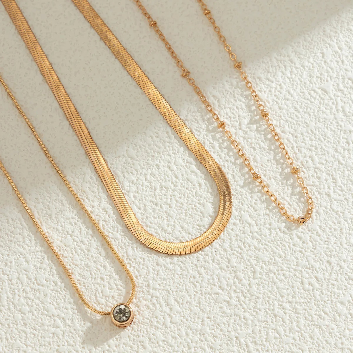 Collier Simple Avec strass en Acier inoxydable Plaqué en Or 18k