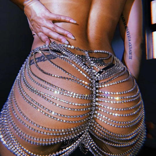 Chaîne de Corps Femme avec Strass Doré