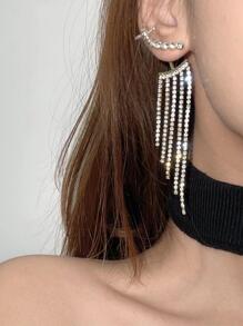 Boucle d'oreille à strass à franges