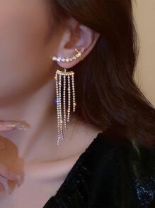 Boucle d'oreille à strass à franges