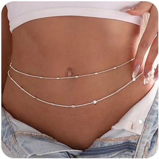 Chaîne De Taille Rétro Perles Rondes Doublé