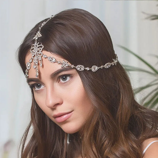 Chaîne de Cheveux Mariage Papillon avec Gouttes Cristal