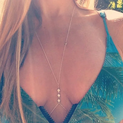 Chaîne de Corps Décolleté avec Strass En Acier Inoxydable