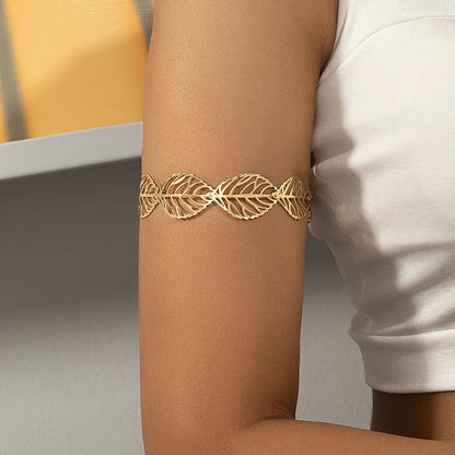 Bracelet De Bras Femme Feuilles  Plaqué Or