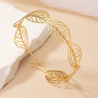 Bracelet De Bras Femme Feuilles  Plaqué Or