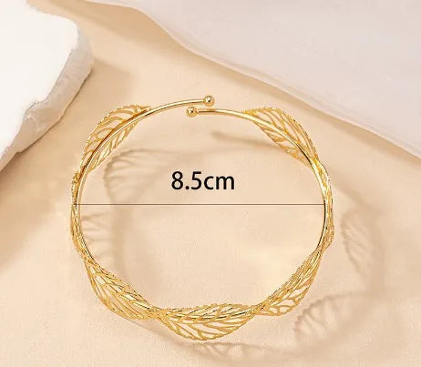 Bracelet De Bras Femme Feuilles  Plaqué Or