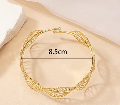 Bracelet De Bras Femme Feuilles  Plaqué Or