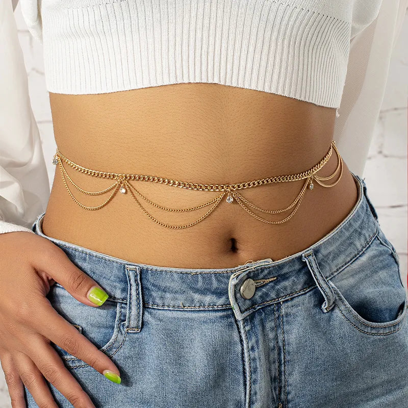 Chaîne de taille femme style ethnique avec strass