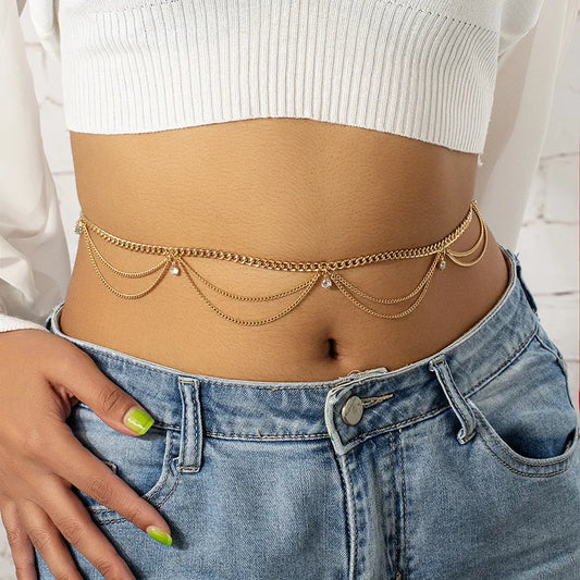 Chaîne de taille femme style ethnique avec strass