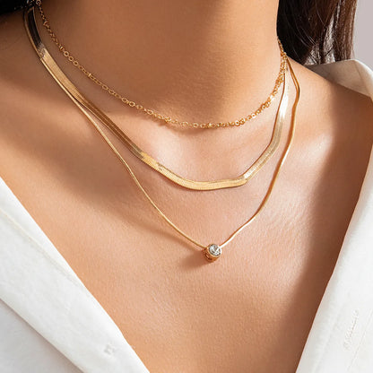 Collier Simple Avec strass en Acier inoxydable Plaqué en Or 18k