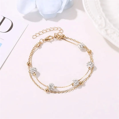 Bracelet de Cheville Double Rang Doré Inoxydable